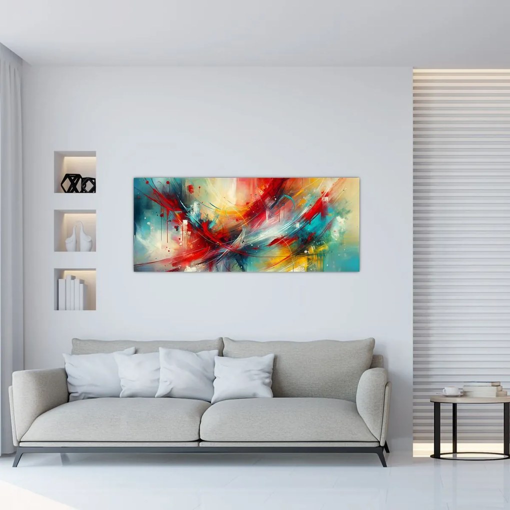 Kép – Absztrakció pirossal (120x50 cm)