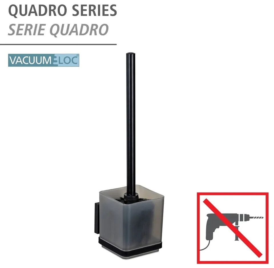 Fekete öntapadós műanyag WC-kefe Quadro – Wenko