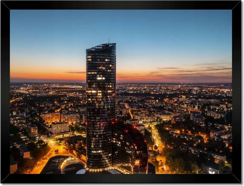 Poszterek keretben 40x30 Boroszló éjszakai panoráma