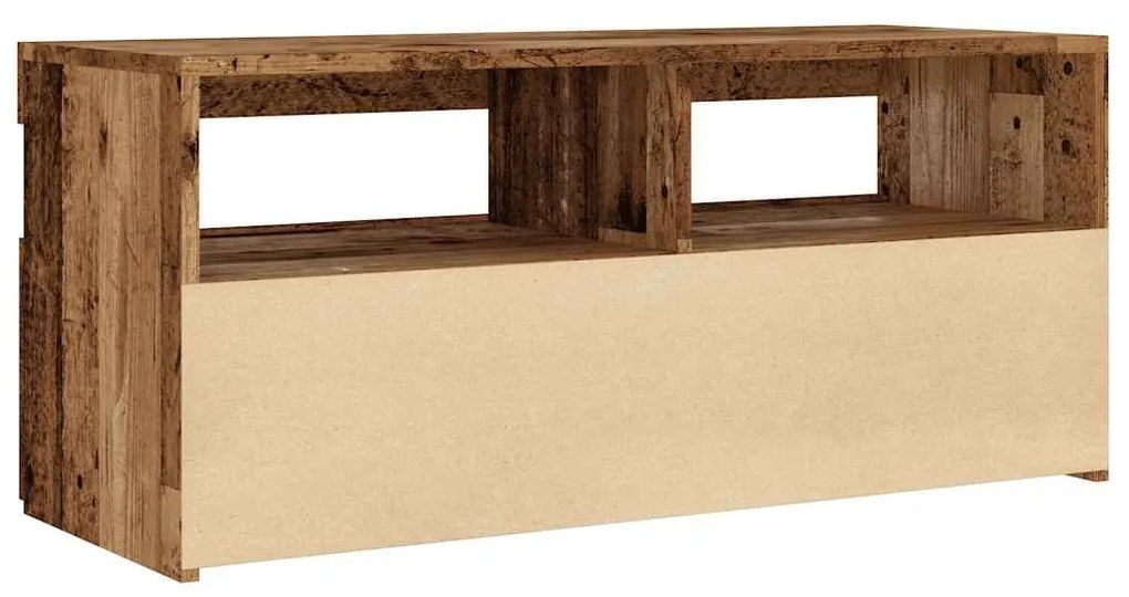 antik fa színű szerelt fa TV-szekrény LED-ekkel 90x35x40 cm