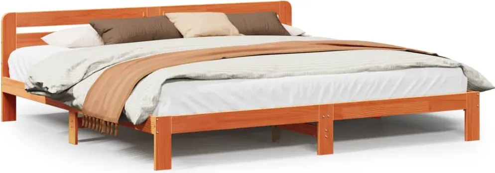 vidaXL viaszbarna tömör fenyőfa ágy matrac nélkül 200 x 200 cm