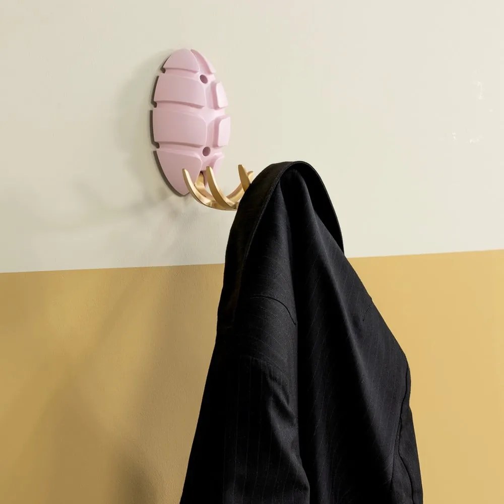 Világos rózsaszín-aranyszínű fali műanyag akasztó Bug – Spinder Design