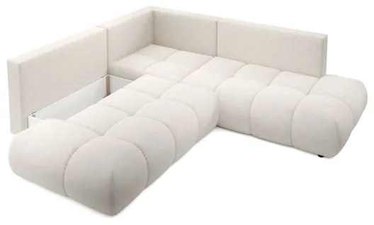 Ágyazható, tárolós kárpitozott L alakú sarokülőgarnitúra ALMADA, balos, bézs