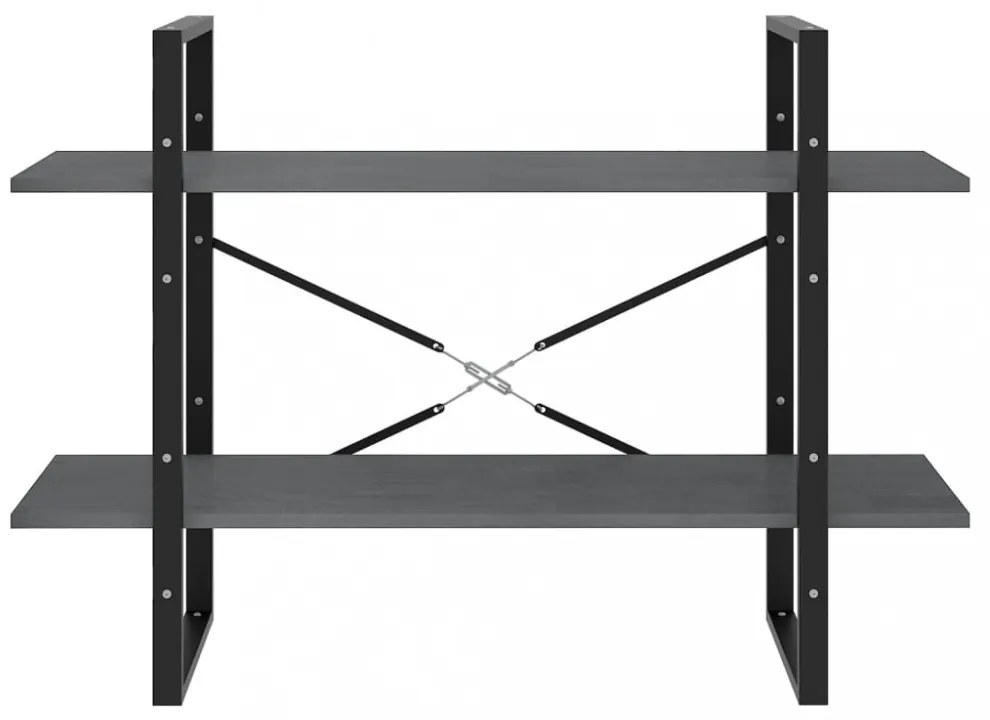 kétszintes szürke tömör fenyőfa könyvszekrény 100 x 30 x 70 cm