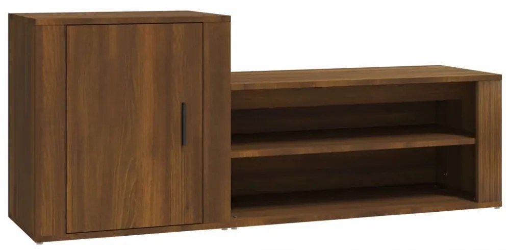 barna tölgyszínű szerelt fa cipősszekrény 130x35x54 cm