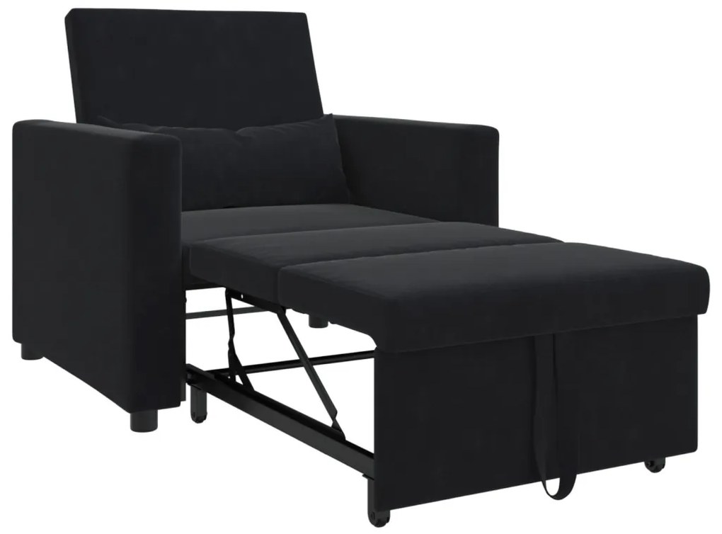 Egyszemélyes kanapéágy Fekete 90 x 165 x 87 cm Bársony