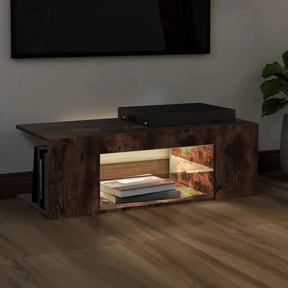 füstös tölgy színű LED-es TV-szekrény 90 x 39 x 30 cm