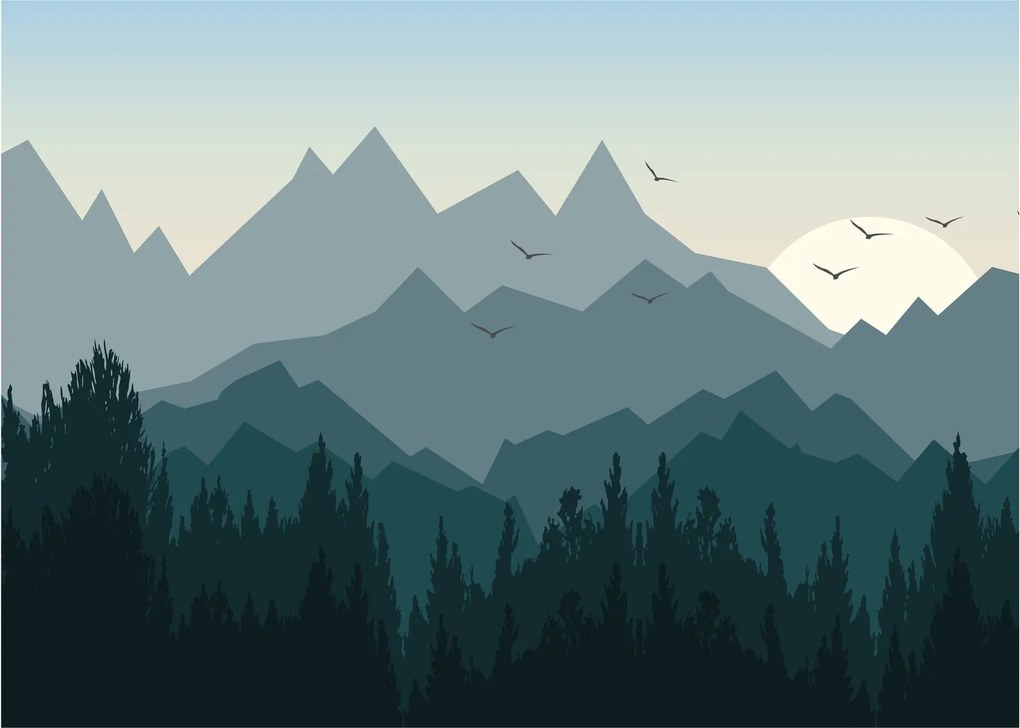 Kép - Hegyek grafikus szemmel (70x50 cm)