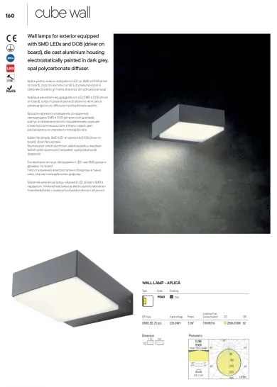 Redo 9560 -LED Kültéri fali lámpatest CUBE LED/7,5W/230V 3000K IP54 antracit