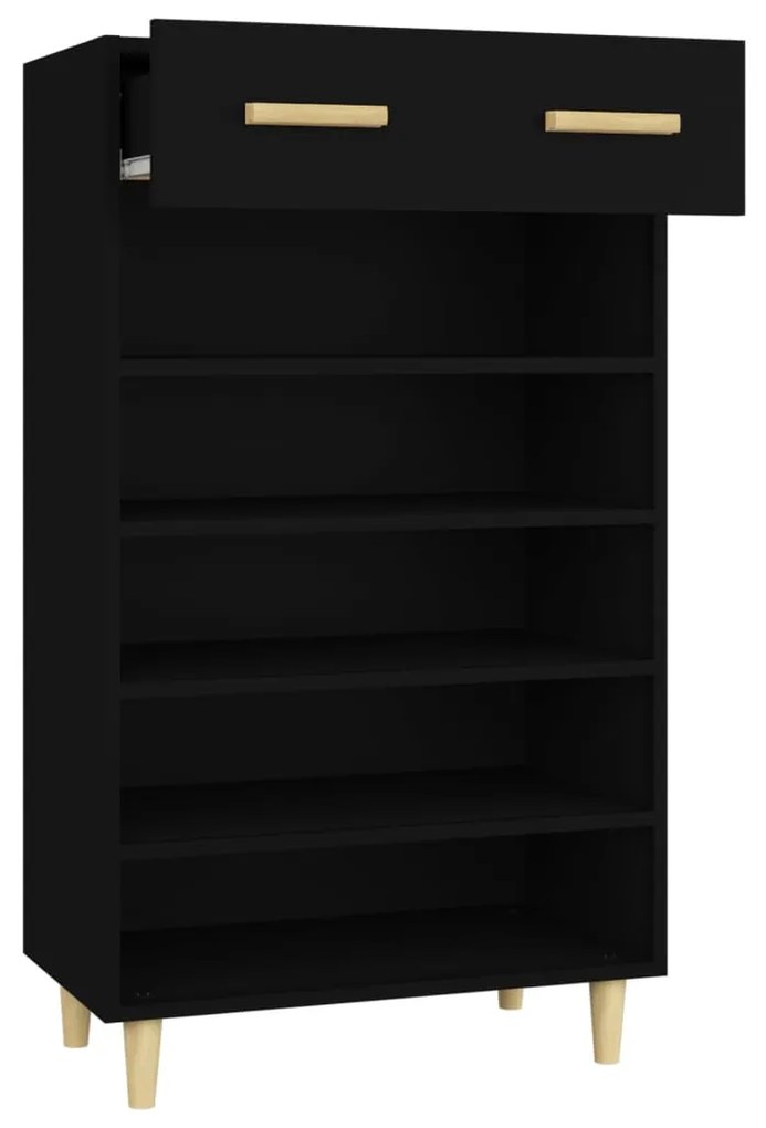 fekete szerelt fa cipőszekrény 60 x 35 x 105 cm