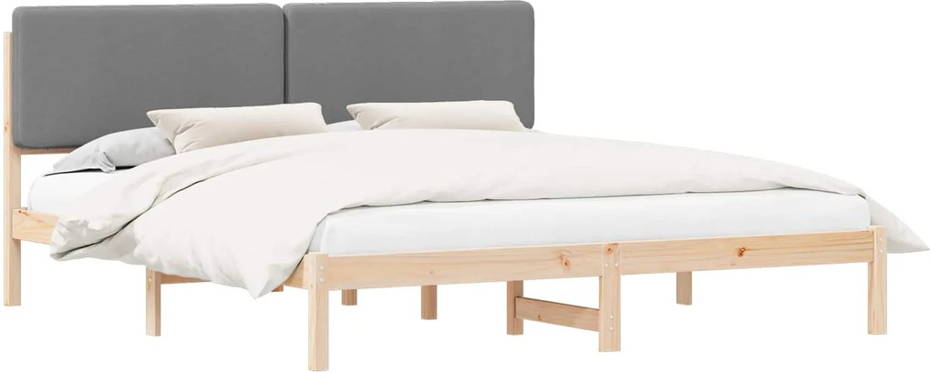vidaXL Ágykeret Kárpitozott Fejtámlával Világosszürke 200 x 200 cm