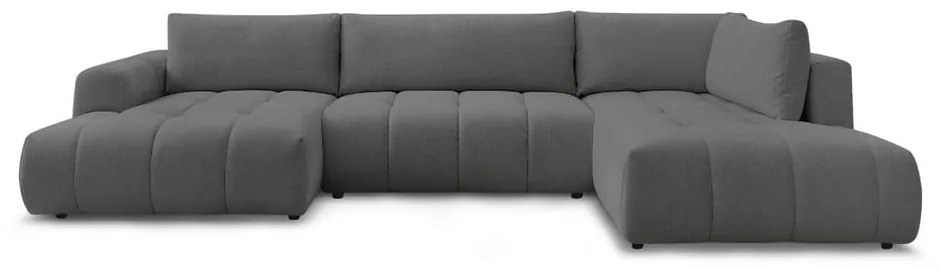 Sötétszürke kinyitható-tárolóhelyes sarokkanapé (jobb oldali-U alakú) Fuji – Bobochic Paris