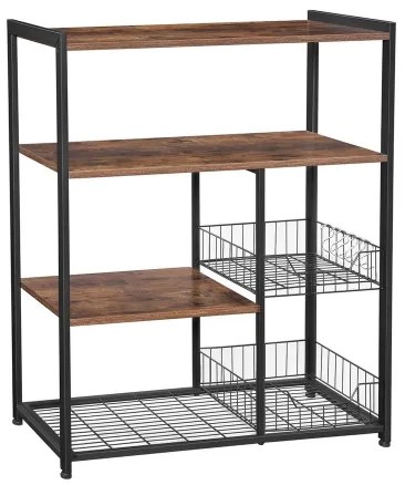 Konyhai polcos állvány MARGE barna/fekete