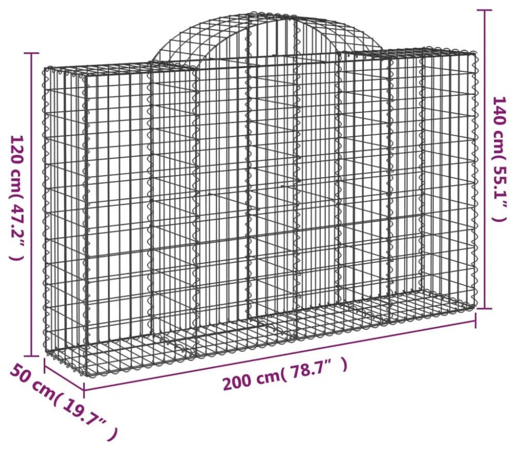 8 db íves horganyzott vas gabion kosár 200x50x120/140 cm