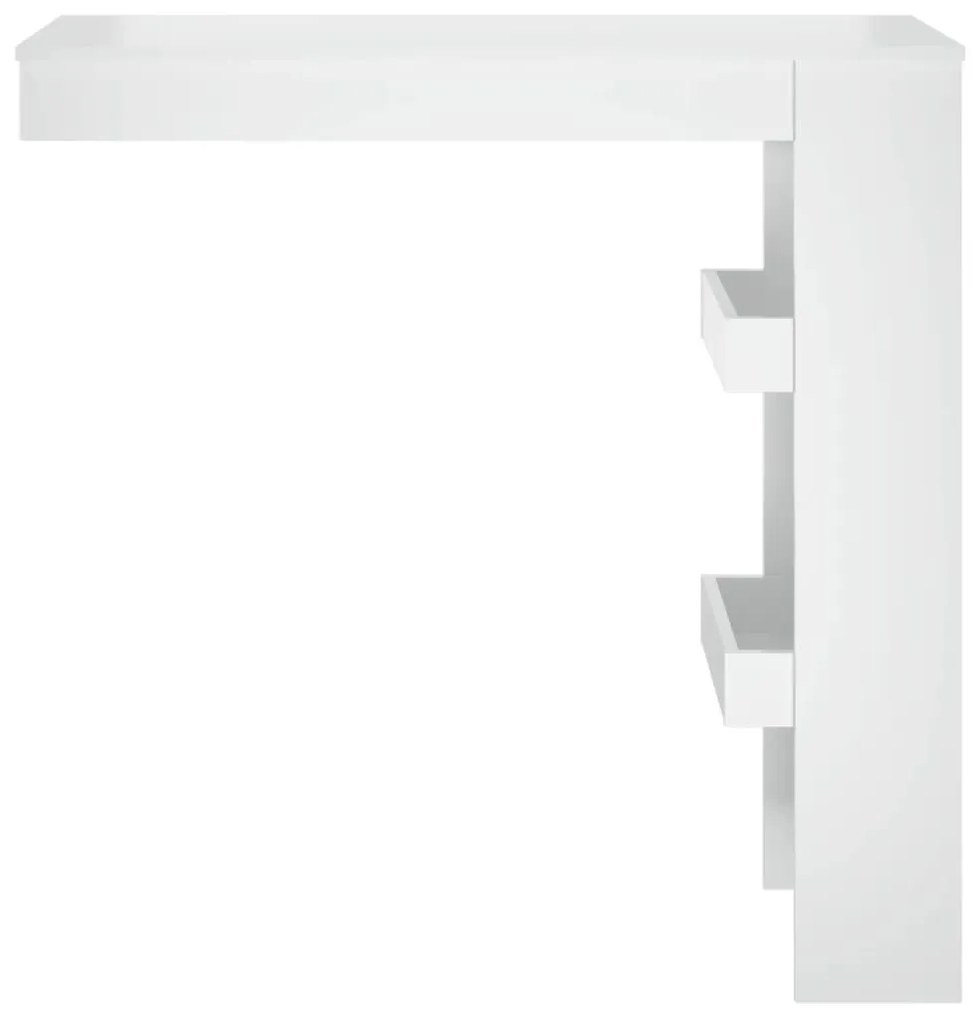 Magasfényű fehér fatermék fali bárasztal 102 x 45 x 103,5cm