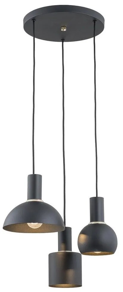 Argon 1472 - Csillár zsinóron SINES 3xE27/15W/230V fekete