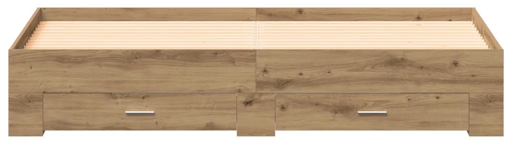Ágykeret fiókokkal fiókkal kézműves tölgy 180 x 200 cm Faanyag