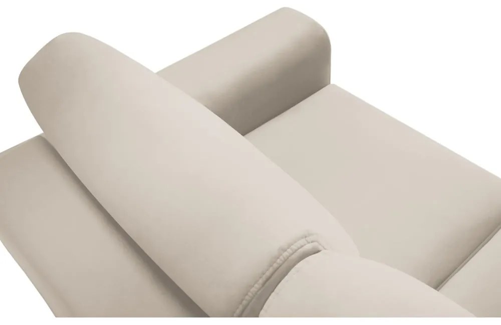 Bézs bársony kinyitható tárolóhelyes kanapé 235 cm Kyoto – Cosmopolitan Design