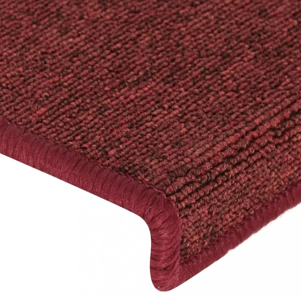 15 db lépcsőszőnyeg 65 x 21 x 4 cm bordó téglalap alakú széllel