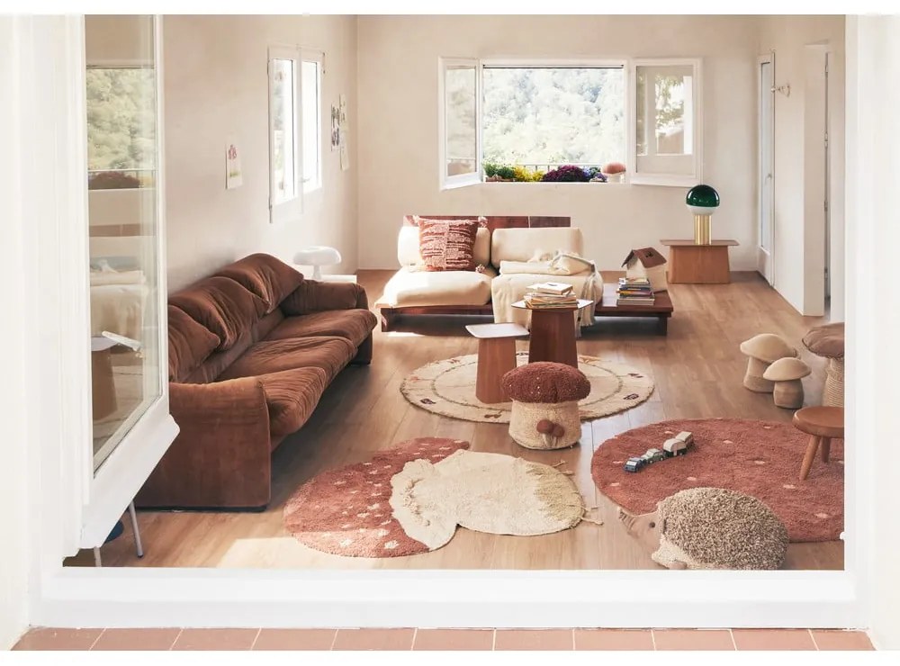 Bézs mosható kézi szövésű pamut gyerek szőnyeg ø140 cm Chanterelle – Lorena Canals