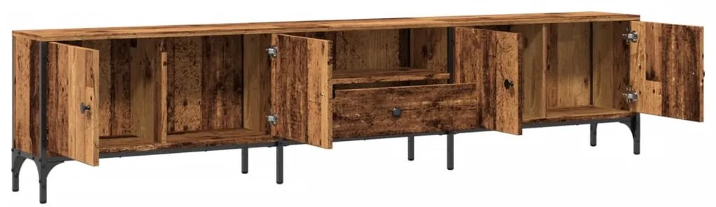 antik fa színű szerelt fa TV-szekrény fiókkal 200 x 25 x 44 cm