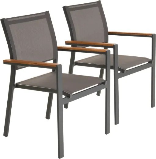 Kerti egymásra rakható fém szék 2 db szett antracit