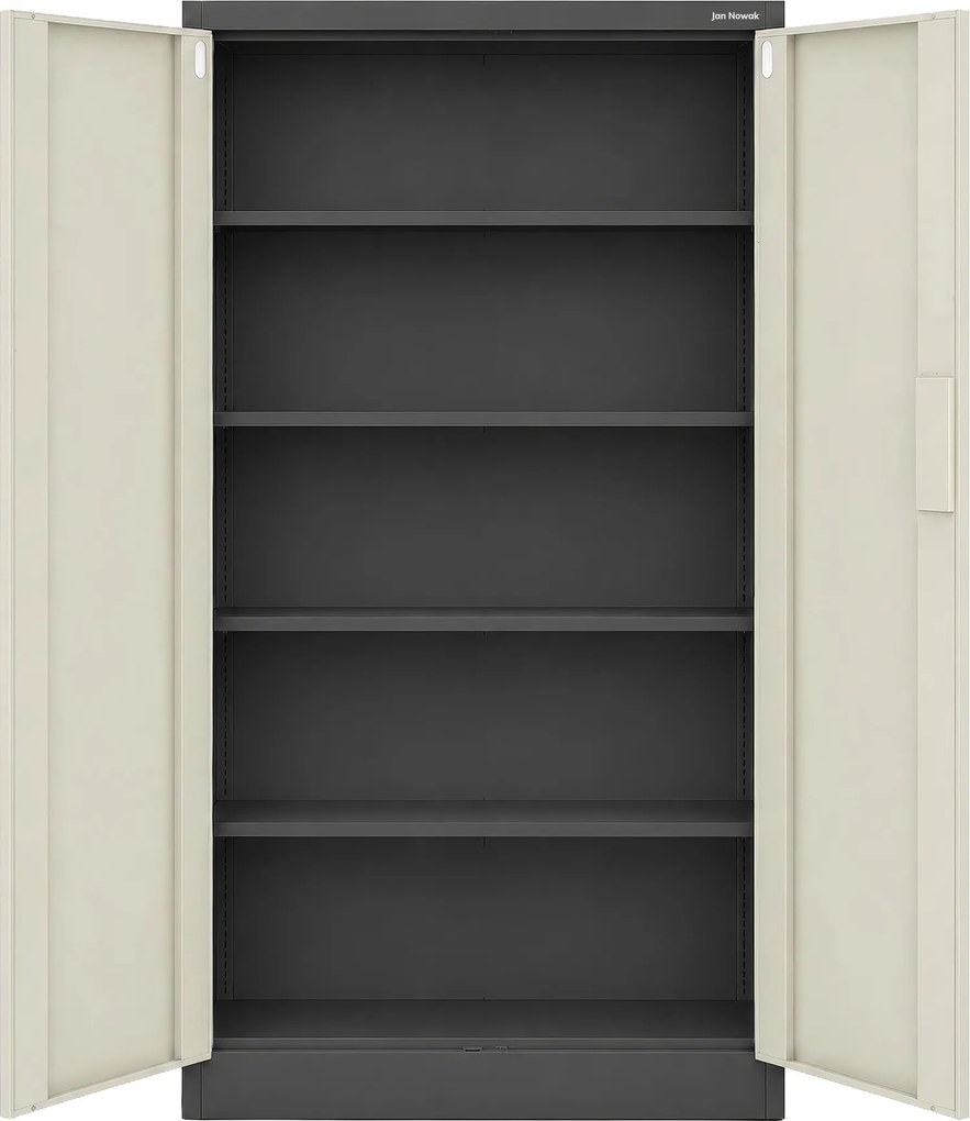Fém irodai szekrény kódzárral, antracit, sonoma tölgy, 900x1850x400 mm: DANIEL Eco Design