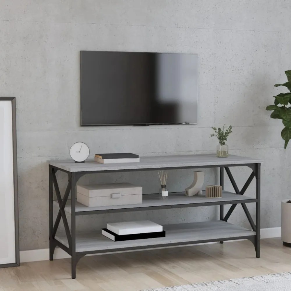 szürke sonoma színű szerelt fa TV-szekrény 100x40x50 cm