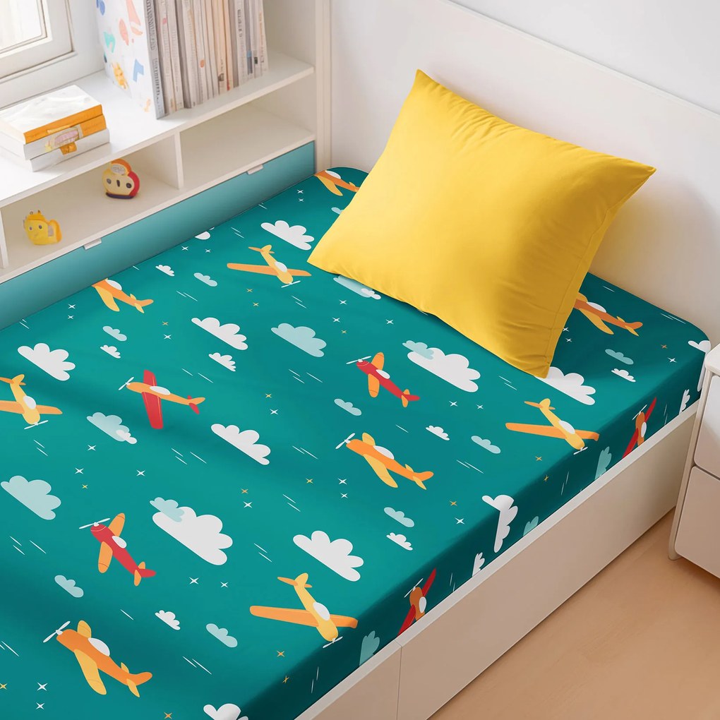 Goldea pamut gumis lepedő - repülős kalandok 120 x 200 cm