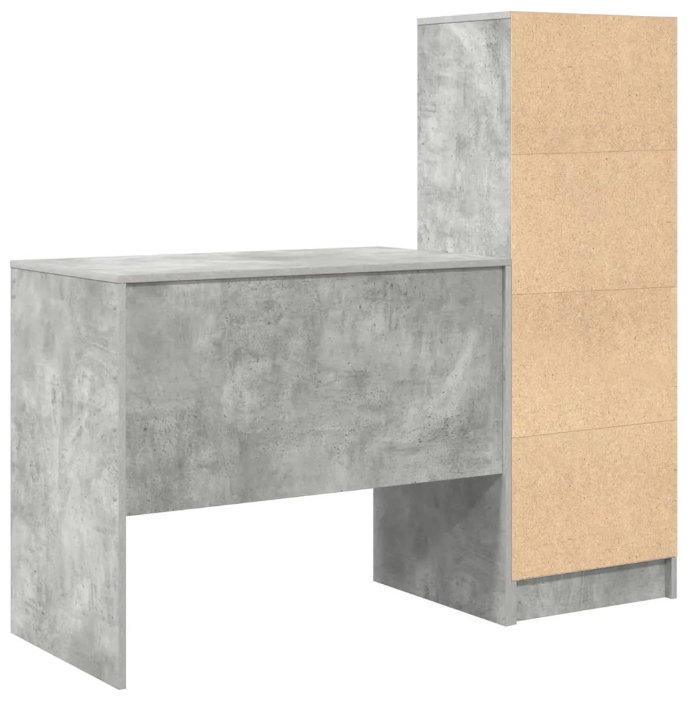 Tárolós Íróasztal Beton Szürke Műgyanta