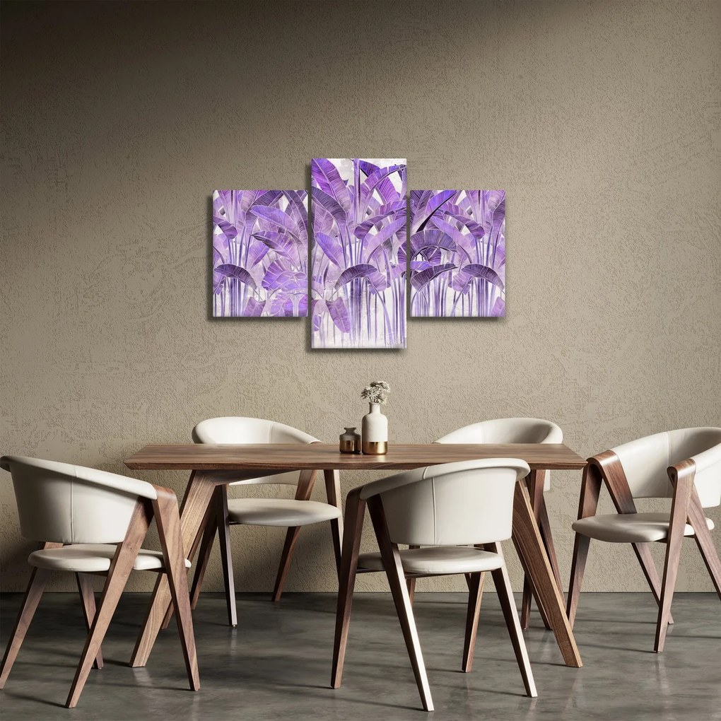 Kép - Lila levelek vakolatban (90x60 cm)