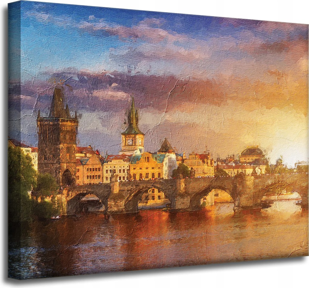 Vászonkép Olajfestmény Város Stílus Művészet Építészet 50x40 cm