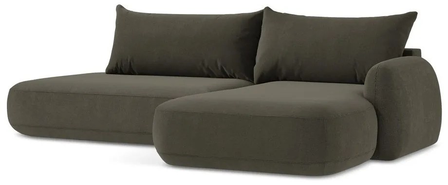 Barna kinyitható sarokkanapé (jobb oldali-heverő résszel) Hale – Makamii