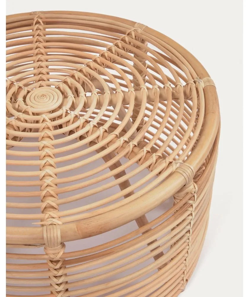 Natúr színű rattan kerek dohányzóasztal ø 66 cm Kohana – Kave Home