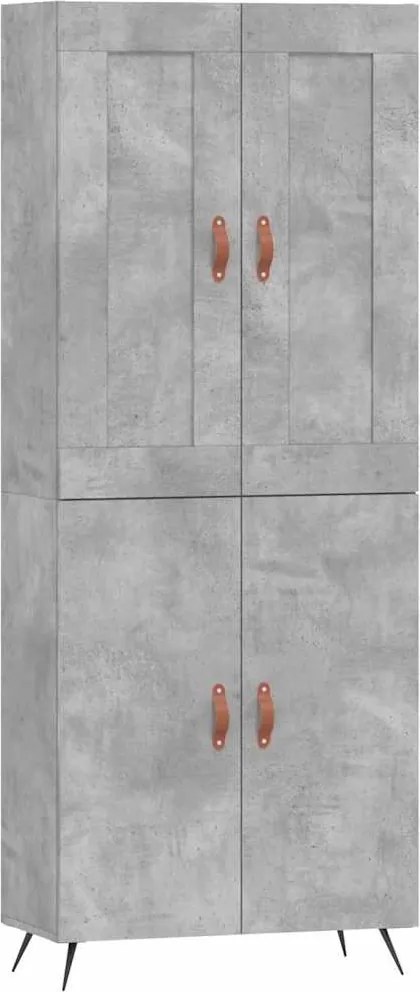 vidaXL betonszürke szerelt fa magasszekrény 69,5 x 34 x 180 cm