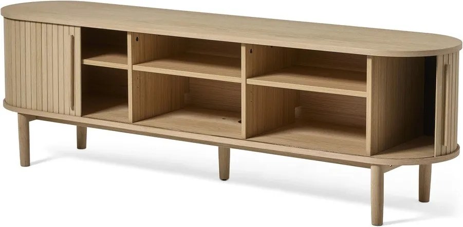 Natúr színű TV-állvány tölgyfa dekorral 180x56x40 cm Meta – Unique Furniture