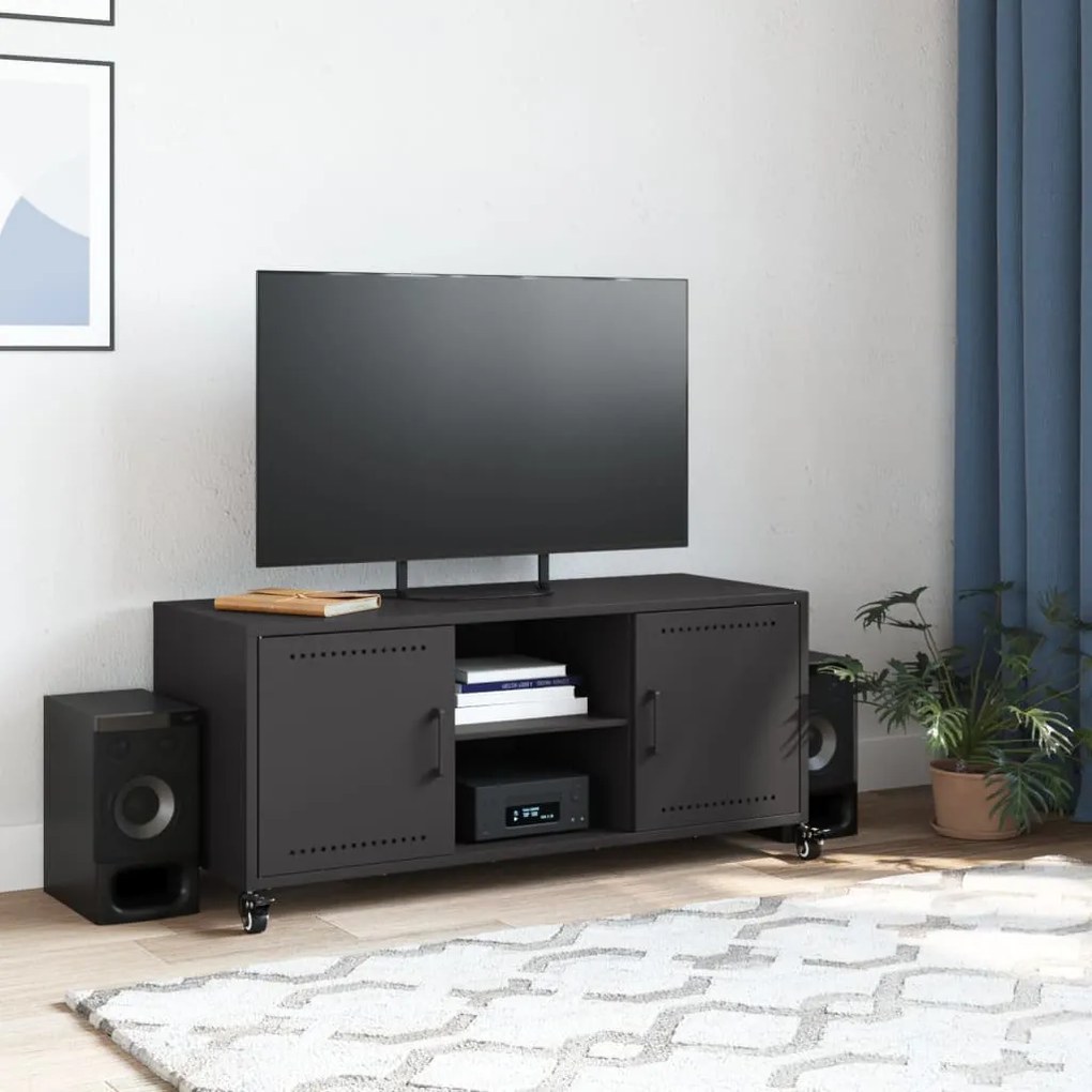 fekete acél TV-szekrény 100,5 x 39 x 43,5 cm