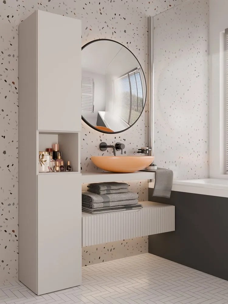 Kashar Nel III fürdőszoba szekrény, 31x174x30 cm, kasmír