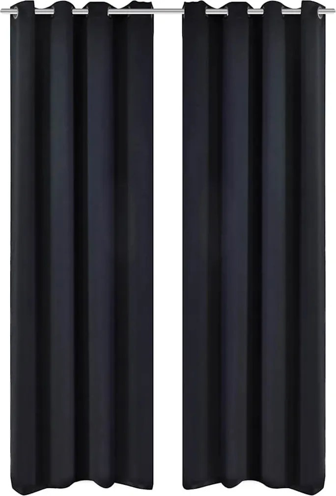 vidaXL 2 db fekete sötétítőfüggöny fémkarikákkal 135 x 245 cm