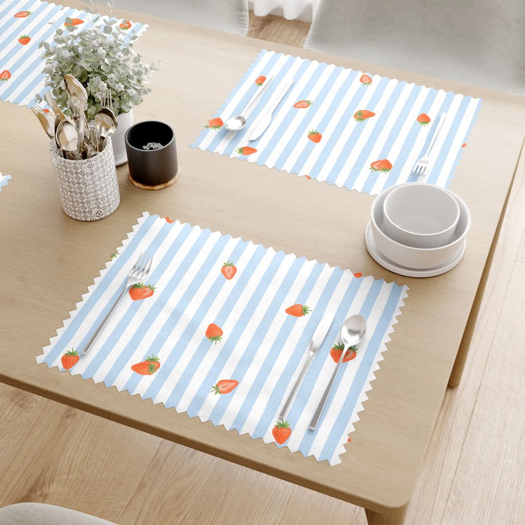 Goldea teflonbevonatú reggeliző alátét - eprek kék csíkos alapon - 2db 30 x 40 cm