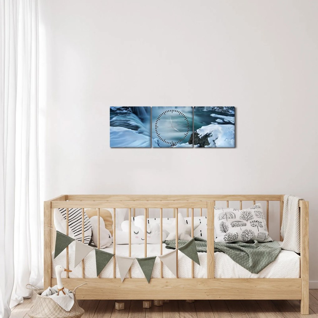 Kép - Istenek vízesése, Izland (órával) (90x30 cm)