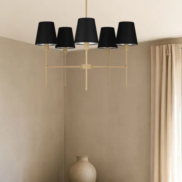 MADELA rúd csillár 5xE14/40W/230V fekete/bézs