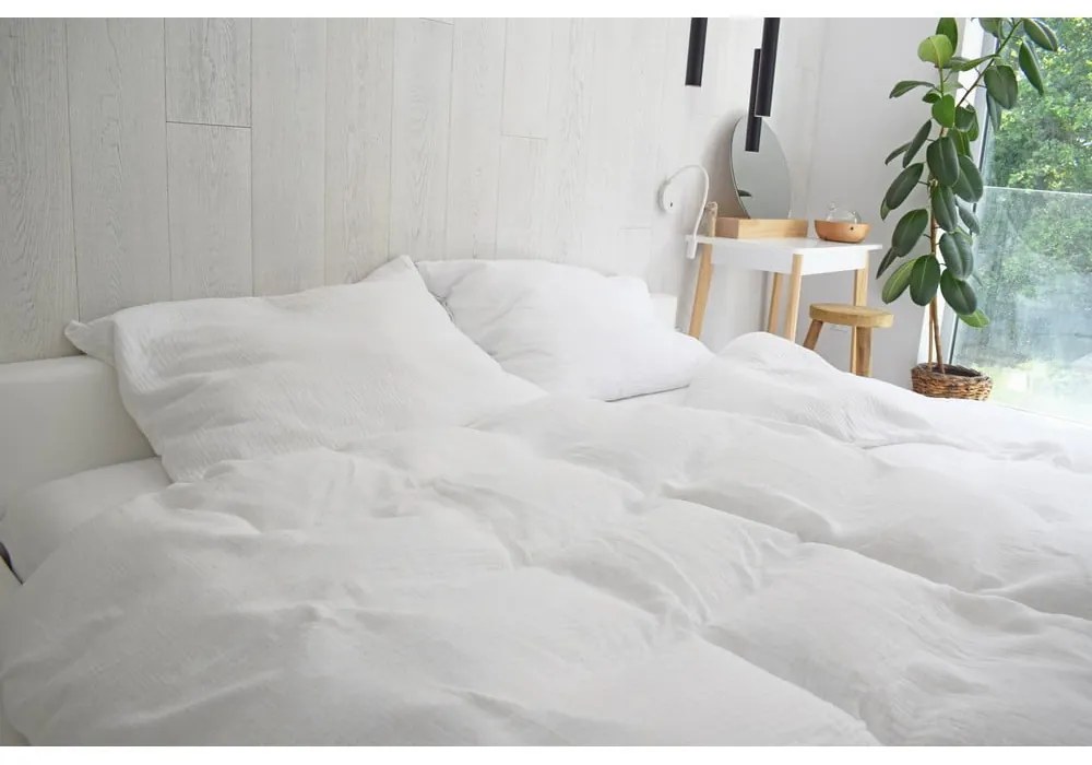 Fehér kétszemélyes muszlin ágyneműhuzat 200x200 cm Plain Muslin – Butter Kings