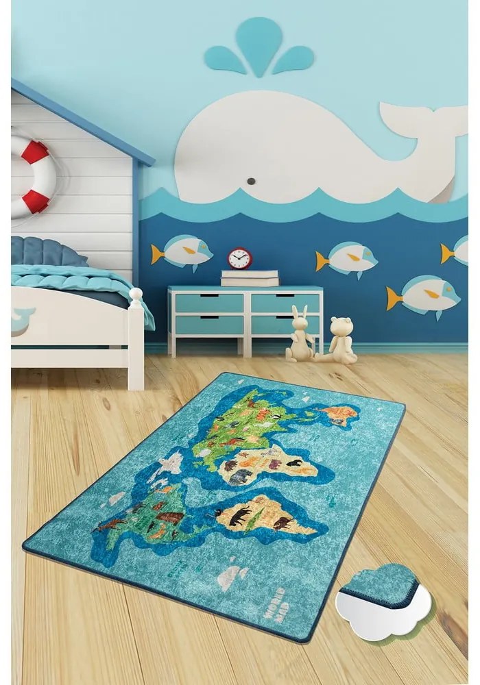 Map kék csúszásgátlós gyerekszőnyeg, 100 x 160 cm Conceptum Hypnose