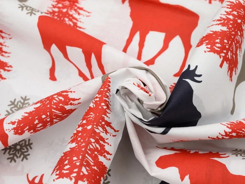 CHRISTMAS MOOSE fehér pamut ágyneműhuzat Ágyneműhuzat mérete: 70 x 90 cm | 140 x 220 cm