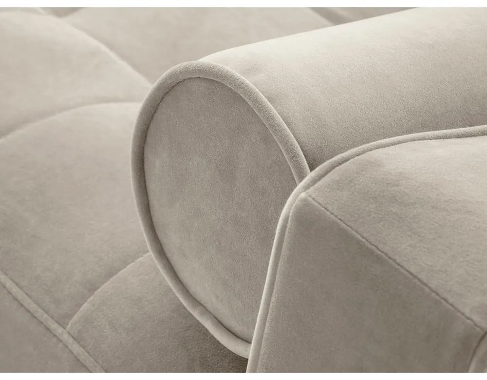 Santo bézs kinyitható bársony sarokkanapé, jobb oldali - Milo Casa