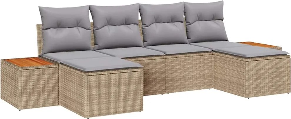 vidaXL Kerti Kanapé Szett 6 pcs Beige és Világosszürke Poly Rattan