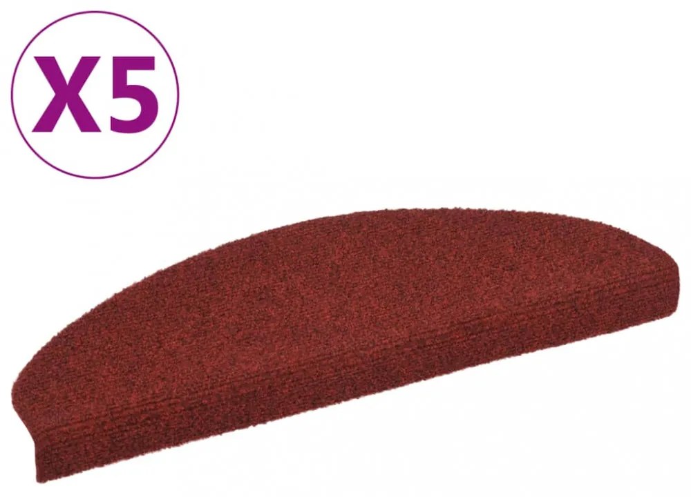 5 db piros tűlyukasztott öntapadó lépcsőszőnyeg 65 x 21 x 4 cm