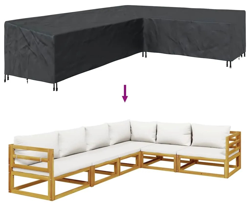 Kültéri bútorhuzat Fekete 330 x 255 x 80 cm 420D Oxford Szövet