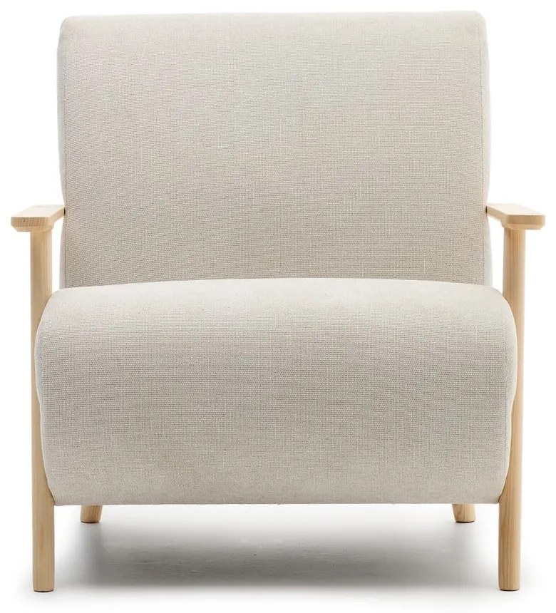 Bézs-krémszínű zsenília fotel Meghan – Kave Home